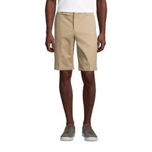 NWT LANDS' END MEN'S PLAIN FRONT STAIN/WRINKLE RESISTANT CHINO SHORTS KHAKI
